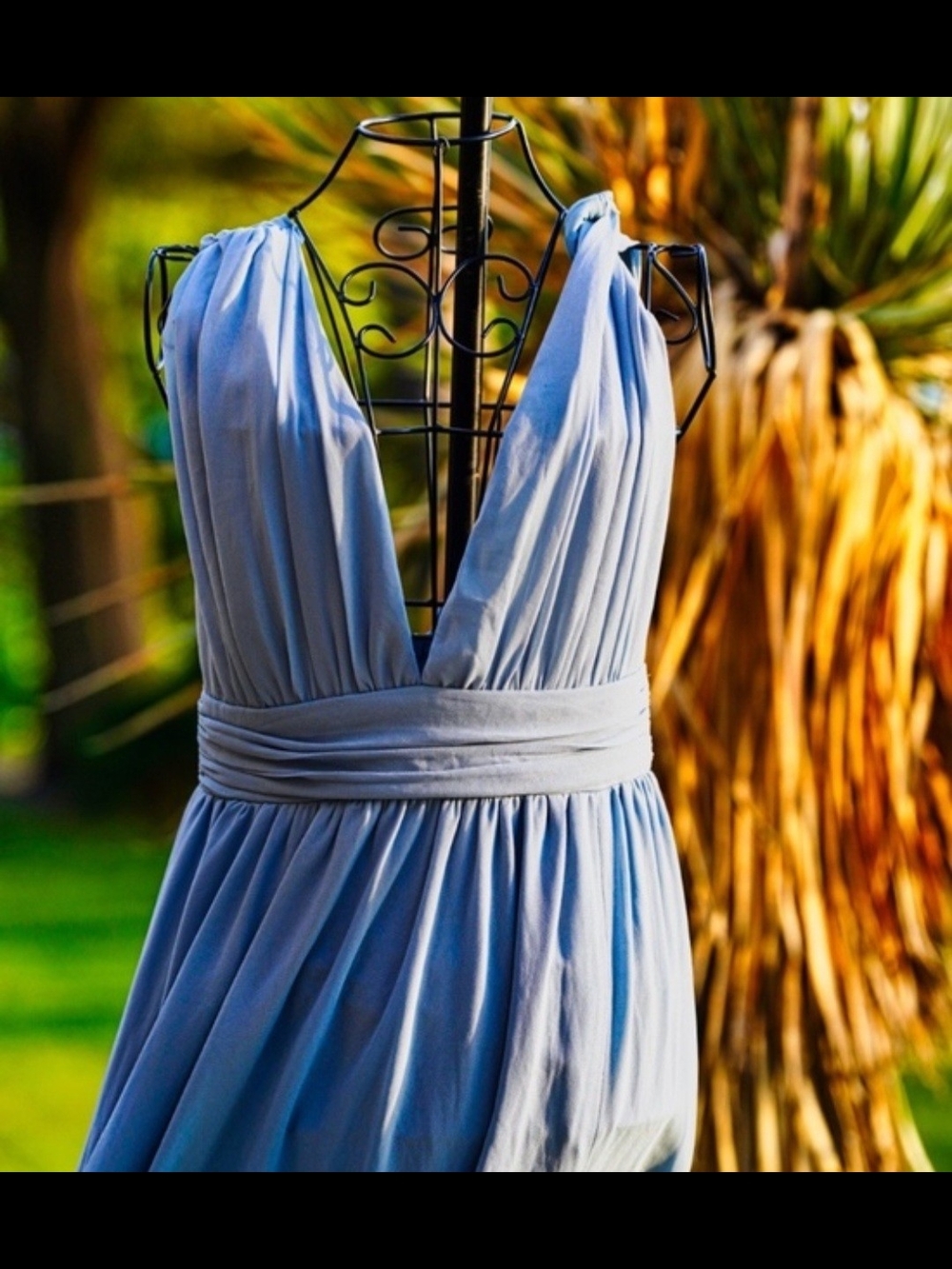 Lulu's Light Blue Deep V Maxi Dress
